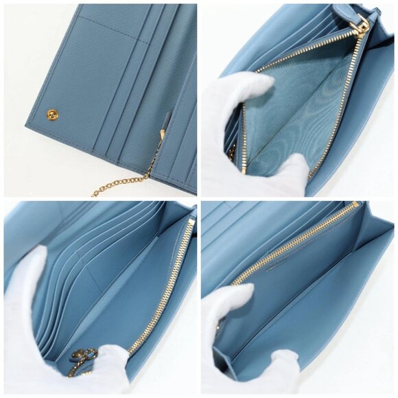 PRADA Long Wallet Safiano leather Light Blue Auth 146803V - Picture 15 of 16